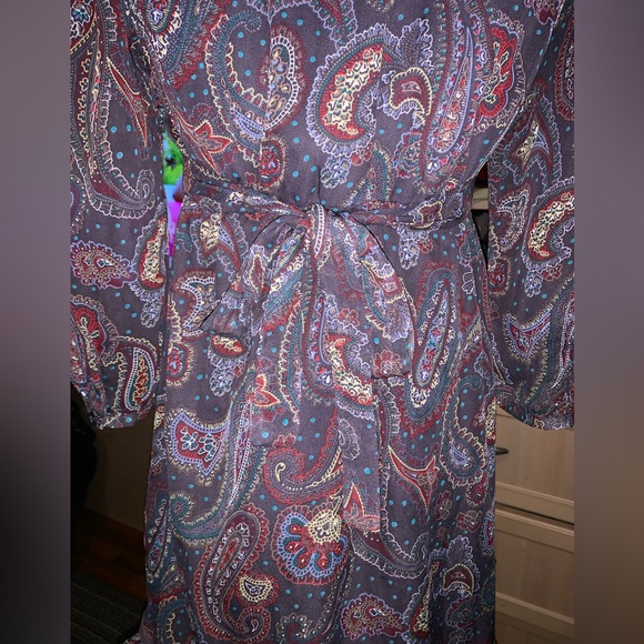 Rare vintage Dunnes Elegant Paisley neck bow dainty 70s style feminine dress 10 - Picture 6 of 11